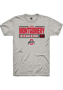 Luke Montgomery  Ohio State Buckeyes Ash Rally NIL Stacked Box Short Sleeve T Shirt