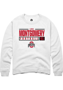 Luke Montgomery  Rally Ohio State Buckeyes Mens White NIL Stacked Box Long Sleeve Crew Sweatshirt