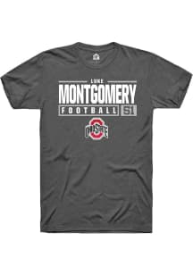 Luke Montgomery  Ohio State Buckeyes Dark Grey Rally NIL Stacked Box Short Sleeve T Shirt