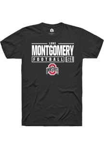 Luke Montgomery  Ohio State Buckeyes Black Rally NIL Stacked Box Short Sleeve T Shirt