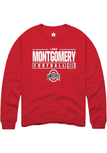 Luke Montgomery  Rally Ohio State Buckeyes Mens Red NIL Stacked Box Long Sleeve Crew Sweatshirt