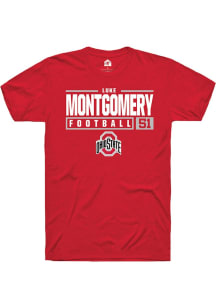 Luke Montgomery  Ohio State Buckeyes Red Rally NIL Stacked Box Short Sleeve T Shirt