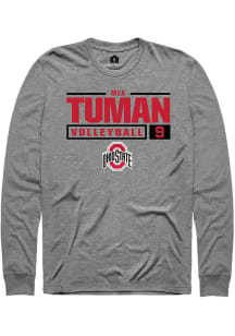 Mia Tuman  Ohio State Buckeyes Graphite Rally NIL Stacked Box Long Sleeve T Shirt