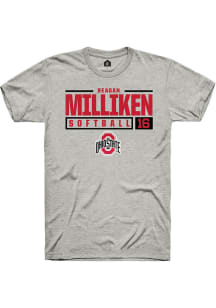 Reagan Milliken  Ohio State Buckeyes Ash Rally NIL Stacked Box Short Sleeve T Shirt