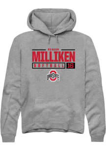Reagan Milliken  Rally Ohio State Buckeyes Mens Graphite NIL Stacked Box Long Sleeve Hoodie