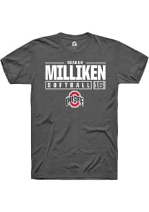 Reagan Milliken  Ohio State Buckeyes Dark Grey Rally NIL Stacked Box Short Sleeve T Shirt