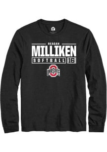 Reagan Milliken  Ohio State Buckeyes Black Rally NIL Stacked Box Long Sleeve T Shirt