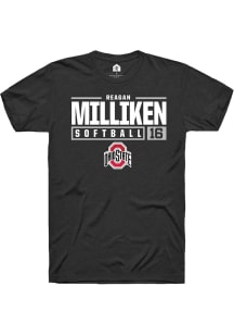 Reagan Milliken  Ohio State Buckeyes Black Rally NIL Stacked Box Short Sleeve T Shirt