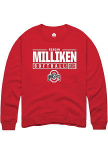Reagan Milliken  Rally Ohio State Buckeyes Mens Red NIL Stacked Box Long Sleeve Crew Sweatshirt