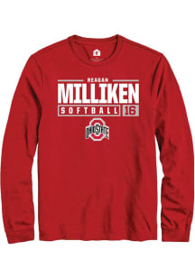 Reagan Milliken  Ohio State Buckeyes Red Rally NIL Stacked Box Long Sleeve T Shirt