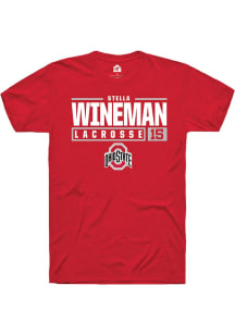 Stella Wineman  Ohio State Buckeyes Red Rally NIL Stacked Box Short Sleeve T Shirt
