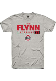 Taji Flynn  Ohio State Buckeyes Ash Rally NIL Stacked Box Short Sleeve T Shirt