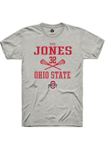 Tate Jones  Ohio State Buckeyes Ash Rally NIL Sport Icon Short Sleeve T Shirt