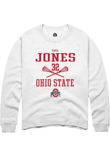 Tate Jones  Rally Ohio State Buckeyes Mens White NIL Sport Icon Long Sleeve Crew Sweatshirt