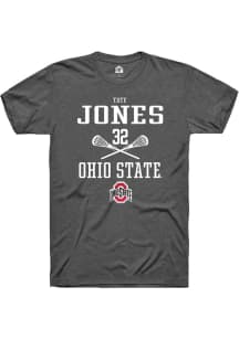 Tate Jones  Ohio State Buckeyes Dark Grey Rally NIL Sport Icon Short Sleeve T Shirt