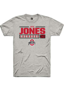 Tate Jones  Ohio State Buckeyes Ash Rally NIL Stacked Box Short Sleeve T Shirt
