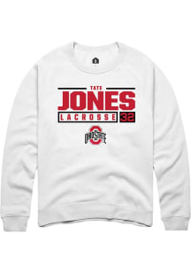 Tate Jones  Rally Ohio State Buckeyes Mens White NIL Stacked Box Long Sleeve Crew Sweatshirt