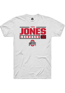 Tate Jones  Ohio State Buckeyes White Rally NIL Stacked Box Short Sleeve T Shirt