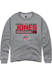 Tate Jones  Rally Ohio State Buckeyes Mens Graphite NIL Stacked Box Long Sleeve Crew Sweatshirt
