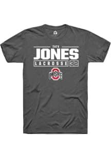 Tate Jones  Ohio State Buckeyes Dark Grey Rally NIL Stacked Box Short Sleeve T Shirt