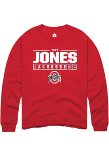 Tate Jones  Rally Ohio State Buckeyes Mens Red NIL Stacked Box Long Sleeve Crew Sweatshirt