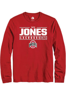 Tate Jones  Ohio State Buckeyes Red Rally NIL Stacked Box Long Sleeve T Shirt
