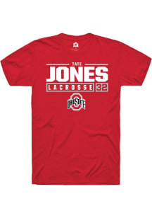 Tate Jones  Ohio State Buckeyes Red Rally NIL Stacked Box Short Sleeve T Shirt