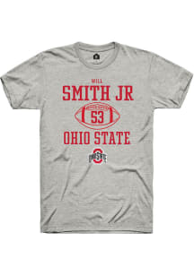 Will Smith Jr.  Ohio State Buckeyes Ash Rally NIL Sport Icon Short Sleeve T Shirt