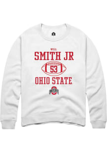 Will Smith Jr.  Rally Ohio State Buckeyes Mens White NIL Sport Icon Long Sleeve Crew Sweatshirt