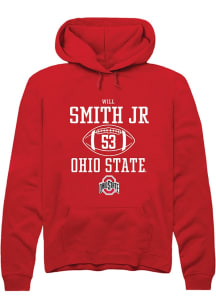 Will Smith Jr.  Rally Ohio State Buckeyes Mens Red NIL Sport Icon Long Sleeve Hoodie