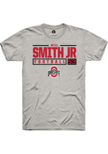 Will Smith Jr.  Ohio State Buckeyes Ash Rally NIL Stacked Box Short Sleeve T Shirt