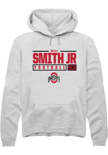 Will Smith Jr.  Rally Ohio State Buckeyes Mens White NIL Stacked Box Long Sleeve Hoodie