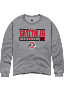 Will Smith Jr.  Rally Ohio State Buckeyes Mens Graphite NIL Stacked Box Long Sleeve Crew Sweatshir..