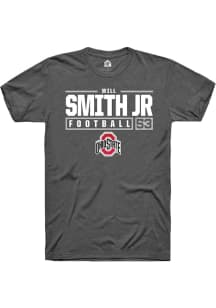 Will Smith Jr.  Ohio State Buckeyes Dark Grey Rally NIL Stacked Box Short Sleeve T Shirt