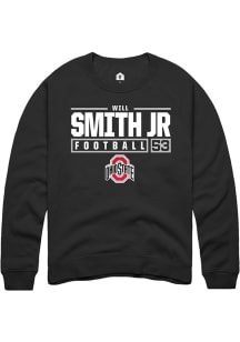 Will Smith Jr.  Rally Ohio State Buckeyes Mens Black NIL Stacked Box Long Sleeve Crew Sweatshirt
