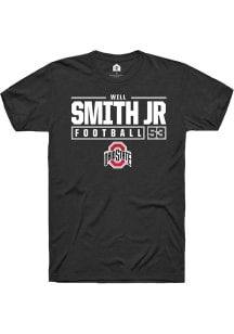 Will Smith Jr.  Ohio State Buckeyes Black Rally NIL Stacked Box Short Sleeve T Shirt