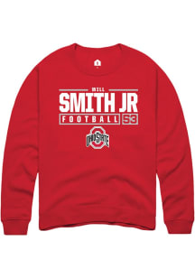 Will Smith Jr.  Rally Ohio State Buckeyes Mens Red NIL Stacked Box Long Sleeve Crew Sweatshirt