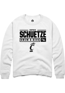 Sophie Schuetze  Rally Cincinnati Bearcats Mens White NIL Stacked Box Long Sleeve Crew Sweatshirt
