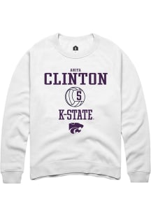 Aniya Clinton  Rally K-State Wildcats Mens White NIL Sport Icon Long Sleeve Crew Sweatshirt