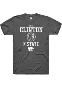Aniya Clinton  K-State Wildcats Dark Grey Rally NIL Sport Icon Short Sleeve T Shirt