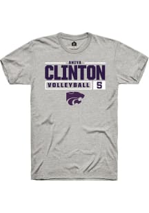 Aniya Clinton  K-State Wildcats Ash Rally NIL Stacked Box Short Sleeve T Shirt