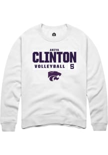 Aniya Clinton  Rally K-State Wildcats Mens White NIL Stacked Box Long Sleeve Crew Sweatshirt