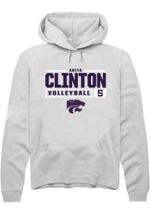 Aniya Clinton  Rally K-State Wildcats Mens White NIL Stacked Box Long Sleeve Hoodie