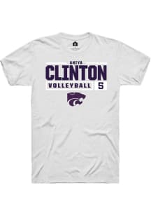 Aniya Clinton  K-State Wildcats White Rally NIL Stacked Box Short Sleeve T Shirt