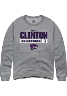 Aniya Clinton  Rally K-State Wildcats Mens Graphite NIL Stacked Box Long Sleeve Crew Sweatshirt