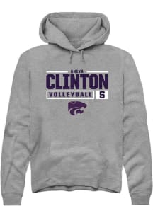 Aniya Clinton  Rally K-State Wildcats Mens Graphite NIL Stacked Box Long Sleeve Hoodie