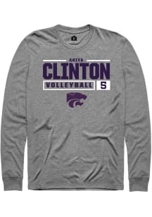 Aniya Clinton  K-State Wildcats Graphite Rally NIL Stacked Box Long Sleeve T Shirt