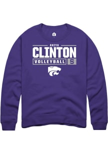 Aniya Clinton  Rally K-State Wildcats Mens Purple NIL Stacked Box Long Sleeve Crew Sweatshirt