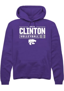 Aniya Clinton  Rally K-State Wildcats Mens Purple NIL Stacked Box Long Sleeve Hoodie