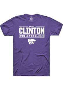 Aniya Clinton  K-State Wildcats Purple Rally NIL Stacked Box Short Sleeve T Shirt